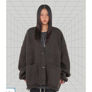 Underwater Big Pockets Cardigan Heavyweight Distressed Sz M brown Oversized